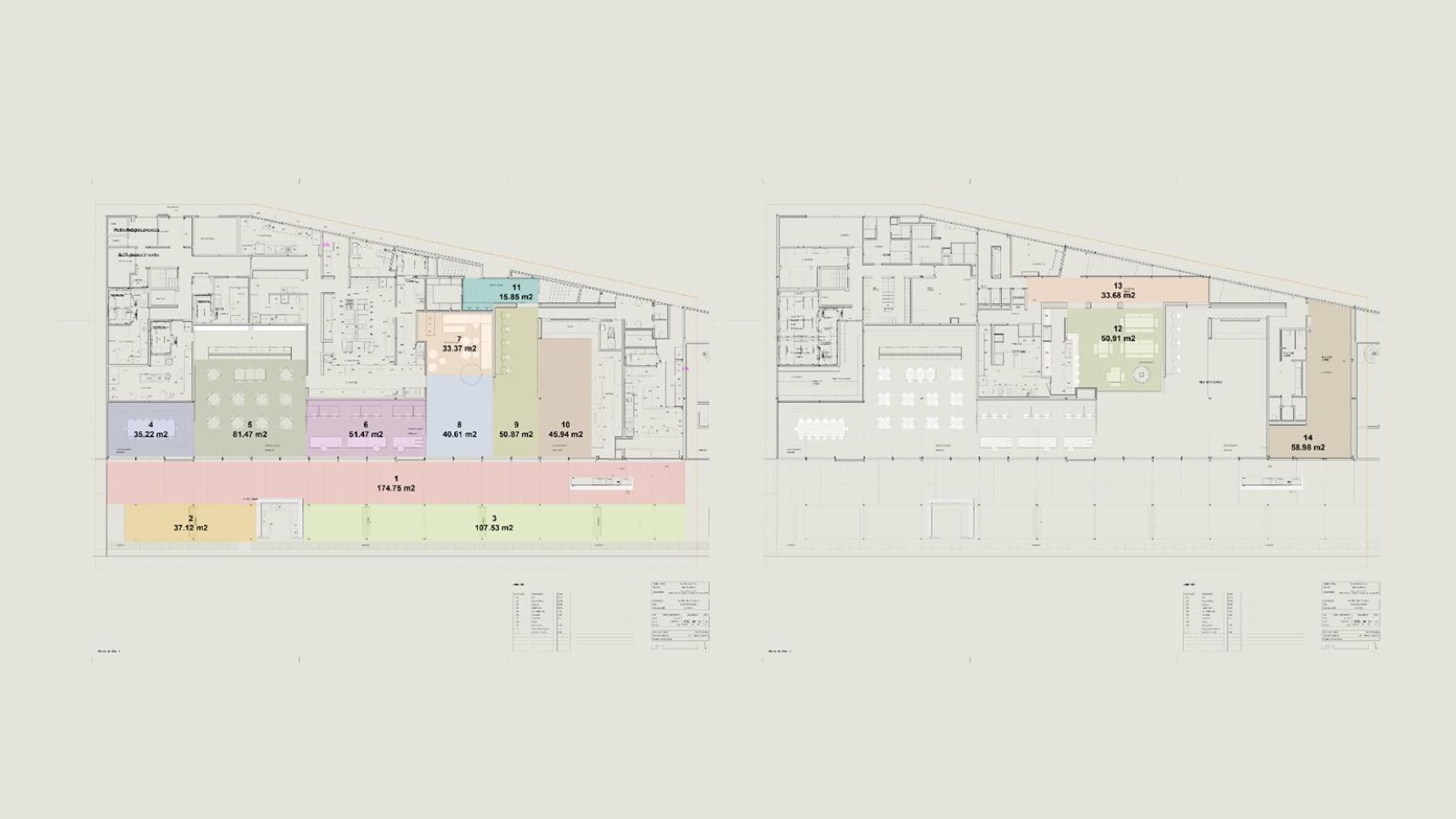 Planta do espaço, Armazém B, com áreas de cada divisão